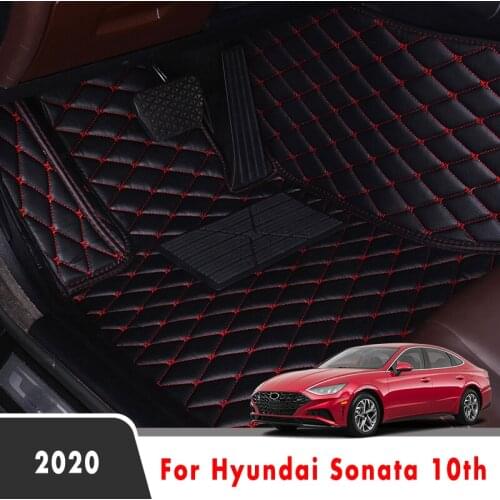 For Hyundai Sonata 10th 2020 Car Floor Mats Interior Custom Waterproof Anti Dirty Leather Protector Covers Carpet Styling Rugs