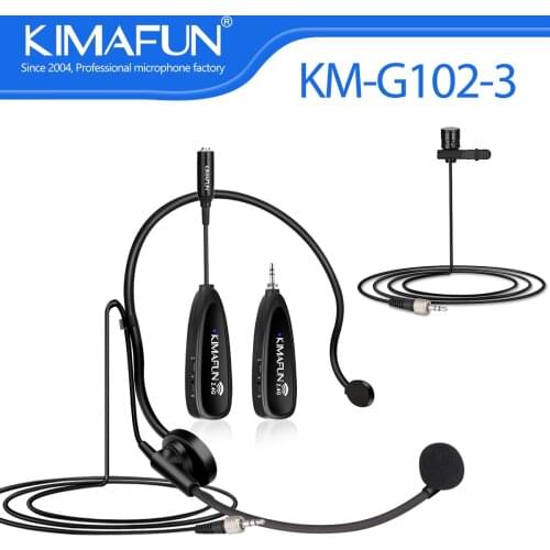 KIMAFUN Wireless Lapel Headset 2 IN 1 Microphone Set Tie Clip Lavalier Mic Vlog YouTube Live Stream Conference Fitness Teaching
