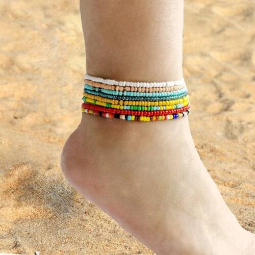 Bohemian Colorful Seed Beads Beach Anklet For Women Handmade Fahsion Summer Ocean Women Ankle Bracelet Foot Jewelry