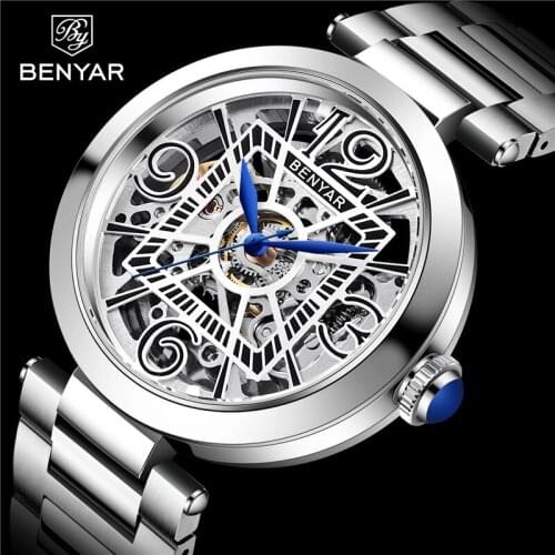 NEW BENYAR Mens Watches Top Brand Luxury Hollow Automatic Mechanics Watch Men Classic Skeleton Waterproof Watches Reloj Hombre