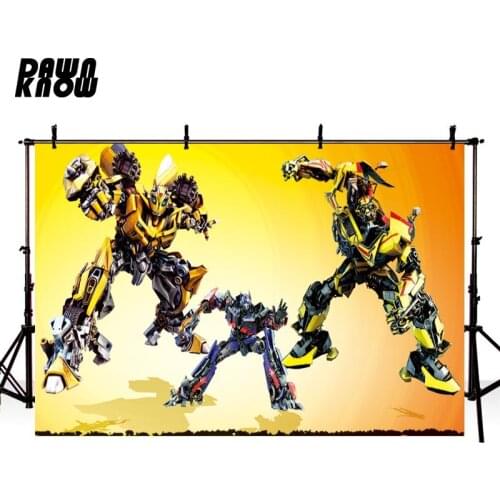 DAWNKNOW Customize Cartoon Robot Autobot Photography Background Children Backdrop Transformers Stage Baby Birthday Photo Studio