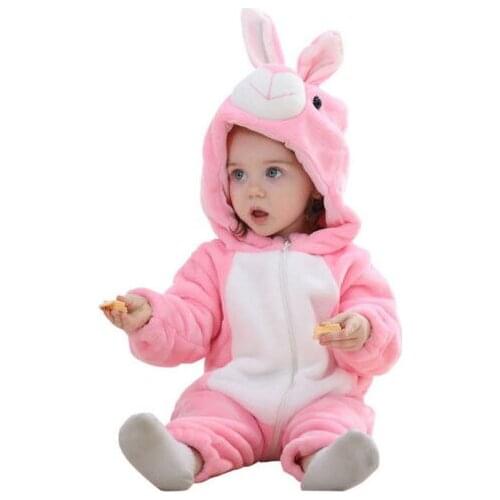 Lovely Kids Baby Boys Girls Bunny Flannel Zipper Hooded Romper Jumpsuit Outfits Easter Costume 0-3 Y