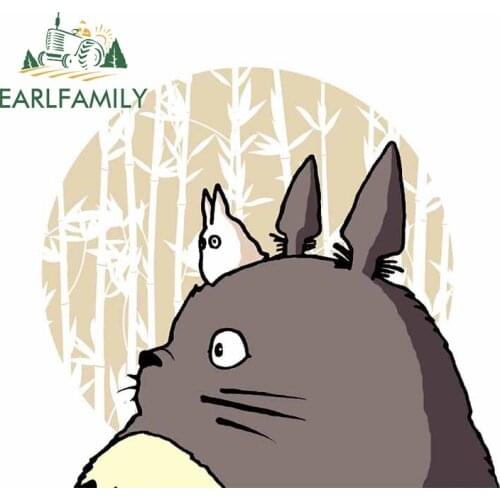 EARLFAMILY 13cm x 11.8cm For Totoro Windshield Car Stickers Laptop Fine Decal Sunscreen Surfboard Decals Suitable for VAN RV