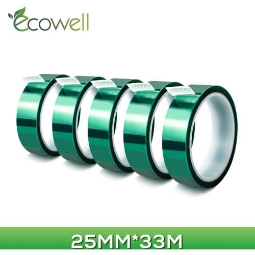Ecowell 33 Meters High Temperature Green PET Tape PCB Masking Tape 10mm/12mm/25mm/50mm for PCB Solder Plating Insulation Protect