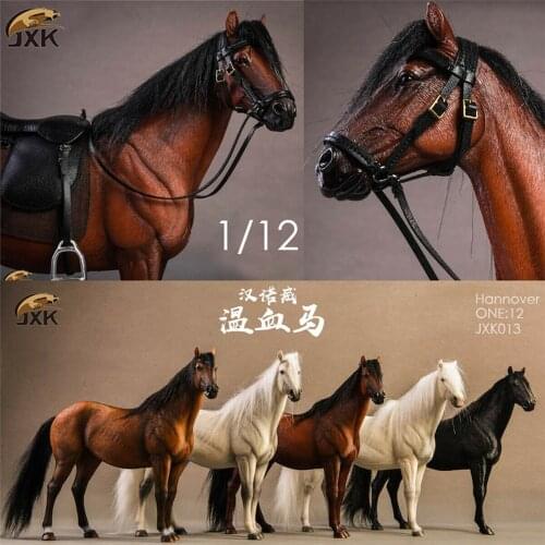 JXK 1:12 Scale German Hannover Horse Animal Model Healing Figure Equidae Animal Collector Toy Resin Desktop Decoration Gift