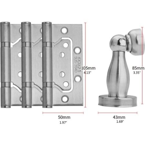 K1KA 1 Set Thicken Door Hinge and Magnetic Door Stopper Kit Door Connector Suitable for Multiple Interior Door (Black/Silver)
