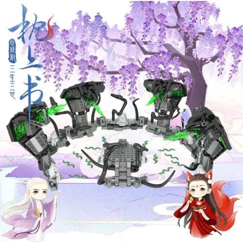 Chinese TV Series MOC Bricks Toys Three Lives,Three Worlds Snake Formation Scene Model With Figures Building Blocks Kit Gifts