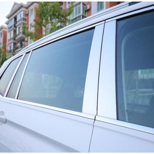 For Volkswagen VW Tiguan MK2 2016-2018 2019 Stainless Steel Window Center Pillar Cover Trim Decoration Strip Car Styling Part