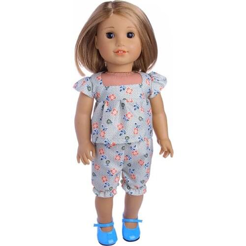Printed pattern hollow sleeve suit Clothes accessories Fit 18 Inch American Doll &43cm New Born Baby zaps Clothes