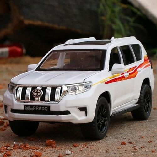Diecast 1:32 Scale Alloy Car Model Over 2019 Prado Simulation Vehicle Adult Collection Toy Decoration Souvenir Display Show Gift