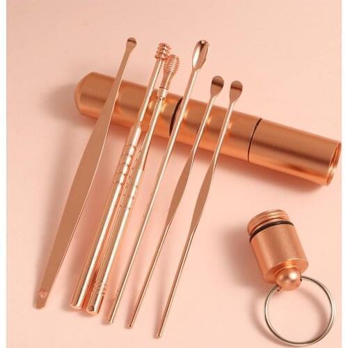 6Pcs/Set Portable Stainless Steel Spiral Ear Pick Spoon Earwax Removal Cleaning Earpick Ear Cleaner Ear Spoon Care Tools