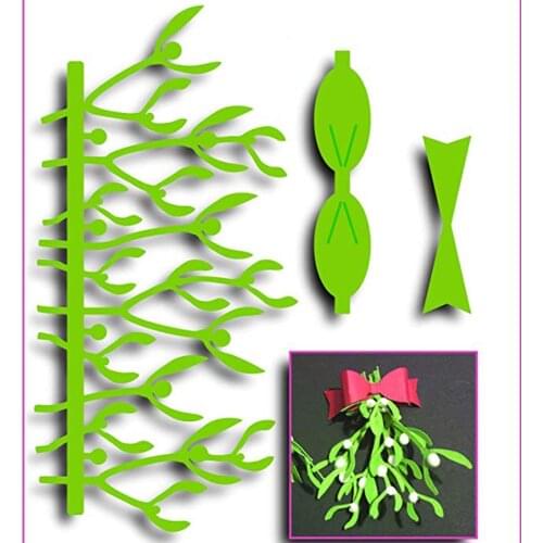Bow and green branch leaves metal cutting dies Scrapbook paper craft knife mould blade punch stencils die 2019 NEW