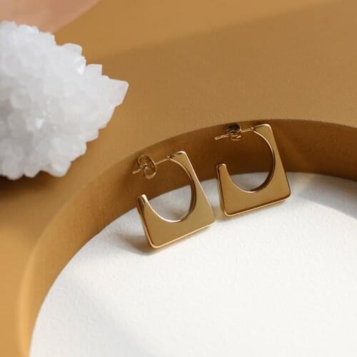 MODAGIRL Korean Fashion Earrings Gold Geometric Square Earrings Stainless Steel Jewelry Woman Office Career Lady Ear Accessories