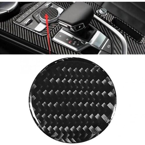 Carbon Fiber Central Control Knob Cover Trim Sticker Accessory Fits for Audi A4 B9 2017 2018 2019 car accessories interior