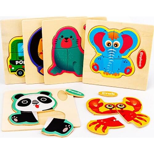 Young Children Wooden Puzzle Ocean Animal Traffic Dinosaur Puzzle Toy Montessori Interactive Educational Toys For Kids