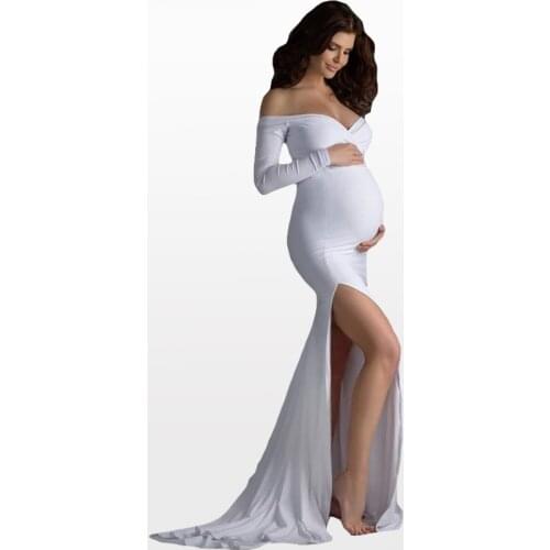 Maternity Flowy Photo Dress Pregnant Women Shoulderless Mermaid Sexy Gown Pregnancy Diary Belly Bump Photo Album Last Trimester