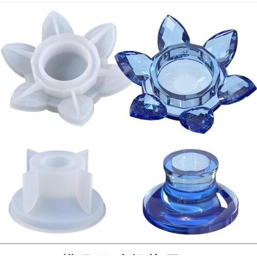 Transparent Silicone Mould Dried Flower Resin Decorative Craft DIY lotus Candlestick Mold epoxy resin molds for jewelry
