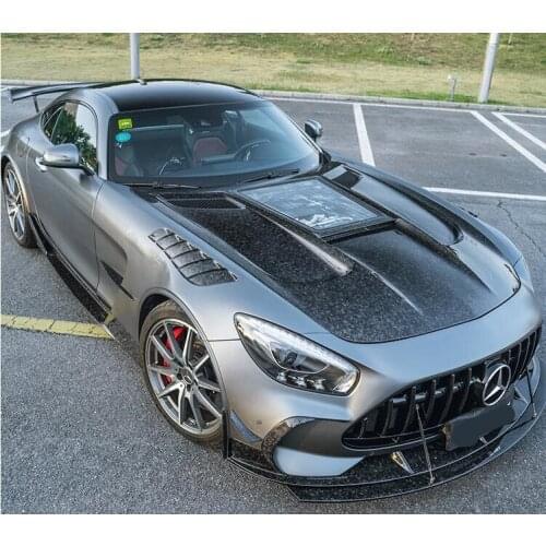Transparent Glass Carbon Fiber Front Bumper Engine Hood Bonnet Vent Cover For Mercedes-Benz AMG GT GTS GTC 2015-2021