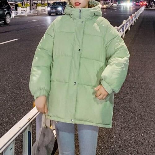Women Fashion 7 Colors Winter Hooded Puffer Jacket Korean Female Loose Long Sleeve Coat Harajuku Warm Oversize Parkas