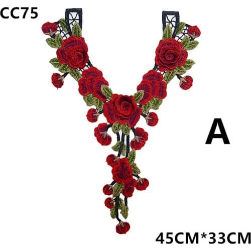 Different styles 3D Embroidered red venise lace rose flower applique collar T-shirt Tuxedo clothing Accessories CC75