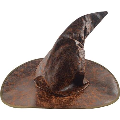 Witch Hat Leather Adult Costume Party Accessory Halloween Hat Masquerade Party Performance Hat For Man Woman