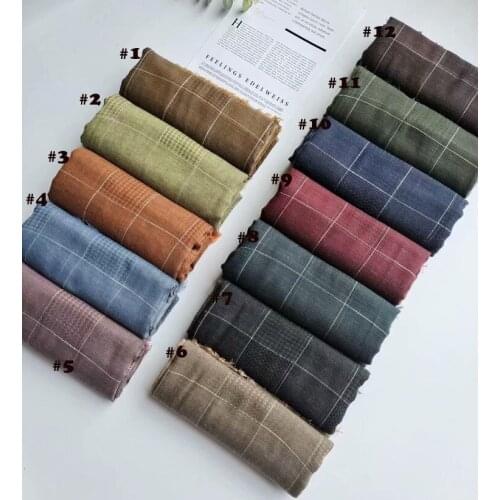 2021 Women Fashion Plaid Printed Pattern Cotton Scarf Shawls Wraps Hijabs 15Colors 10pcs/lot