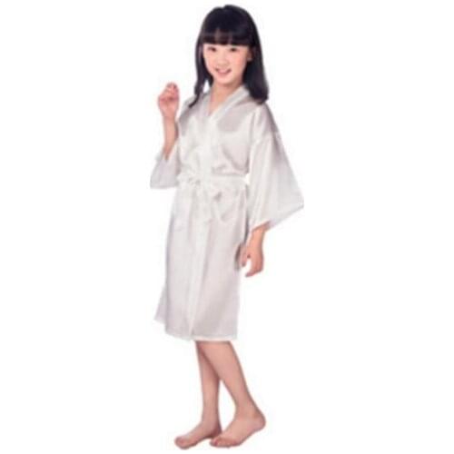 Baby Girls Kid Silk Satin Kimono Robes Bathrobe Sleepwear Wedding Flower Girl Night Dres