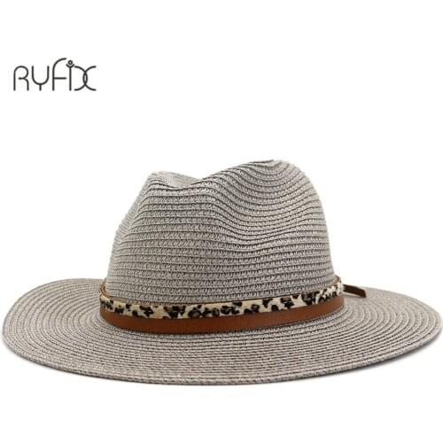 Summer Beach Women Hat Brim Ladies Sun Hat Casual Panama jazz Straw Hat Sun Visor Cap HA233