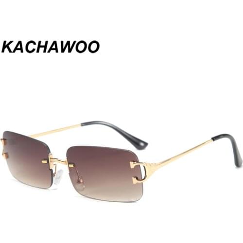Kachawoo rectangular sunglasses women rimless fashion sun glasses for men metal blue brown pink gradient lens Spring accessories