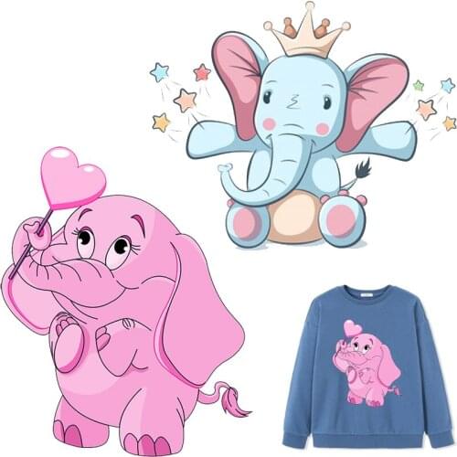 Cartoon Elephant Patches Thermal Stickers on Clothes Iron-on Transfers for Clothing Thermoadhesive Patch Diy Applique for Baby