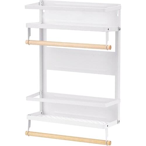 3 Tier Kitchen Magnetic Refrigerator Storage Rack Fridge Organizer Hanging Shelf Space-Saving