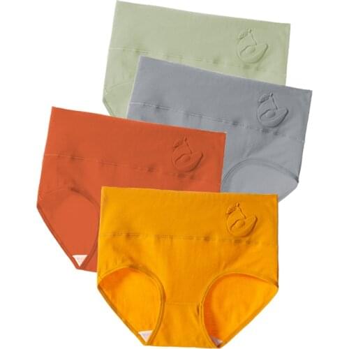 ZJX 4Pcs High Waist Panties Women Cotton Shaperwear Underwear Fashion Ladies Seamless Briefs Sexy Comfort Female Lingerie XXL