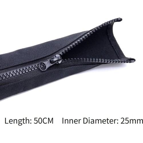 Zipper Cable Sleeve 25mm Flexible Nylon Cable Sock Harness Line Sheath Organizer 50CM Wire Wrap Management Cord Hider Protection