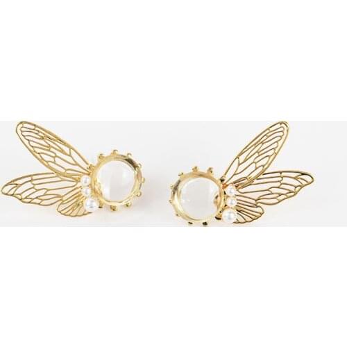 Elves Wings three-dimensional Earrings For Women Fashion Jewelry Golden Hollow Metal Stud Ears Accessories S925 Needle