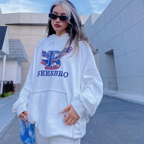Letter Print Women Sweatshirt Hoodis Zipper Loose Oversized Streetwear clothes clothing album vintage jacket coat accessory tops