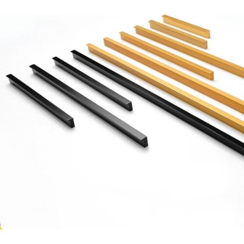 Gold Modern Aluminum Alloy Kitchen Cabinet Door Handles Black Furniture Wardrobe Drawer Knobs Home Decoration Hardware
