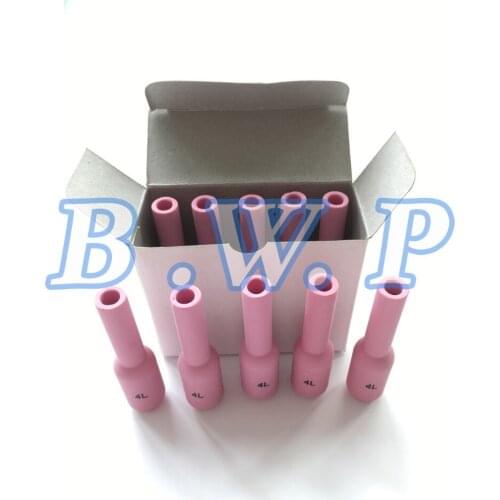 10Pcs 10N50L #4 Long Alumina Nozzles For TIG Welding Torch WP DB SR PTA 17 18 26 Series