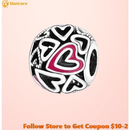 2020 Valentines Day S925 Sterling Silver Beads Openwork Freehand Heart Charm fit Original Pandora Bracelets Women DIY Jewelry