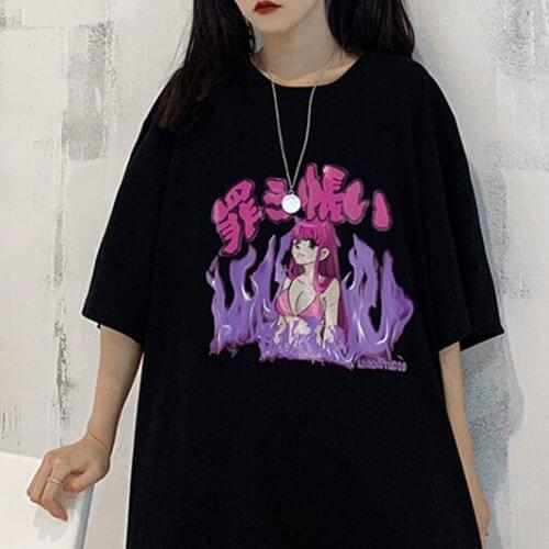 2020 y2k Anime Harajuku Ladies summer Punk Tops Tees Women Printed Long Sleeve T Shirts Casual Hip Hop Clothing Sexy female goth