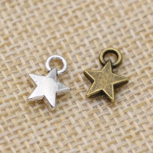 25pcs Antique Bronze Plated Star Charms Pendants for Jewelry Making Bracelet Findings DIY Accessories Craft 12x9mm