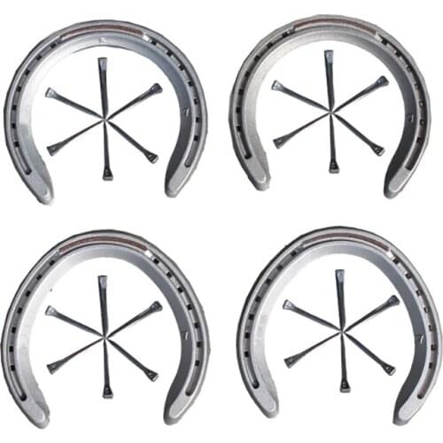 4PCS Horse Hoof Shoes Horse Riding Equipment Equestrian Accessories Durable Horse Racing Aluminum Alloy Horseshoes With Nails