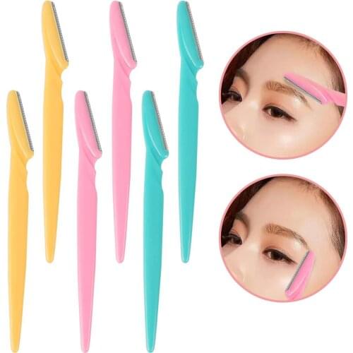 6pcs Eyebrow Trimmer Portable Eyebrow Razor Shaver Eye Brow Shaper Shaping Tool Scissors Facial Hair Remover for Women Makeup