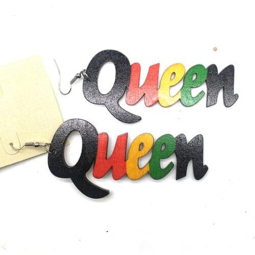 Free Shipping! Printing Queen Wooden Earrings