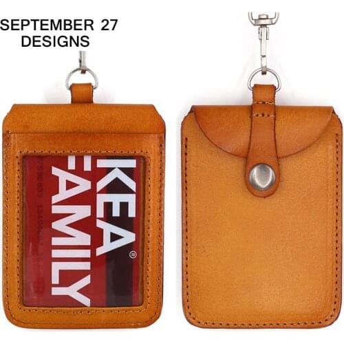 Badge Holder Genuine Leather luxury id card lanyard Retractable Lanyard mini Purses business & credit card holders Keychain