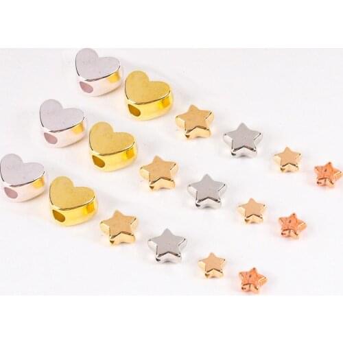 50-200Pcs CCB Star Love Heart Loose Spacer Beads For Jewelry Making Supplies Pentagram Heart-shaped Charm Beads Diy Accessories