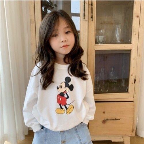 Disney Mickey Mouse Hoodie Cartoon Print Baby Girls Hooded Sweatshirts Childrens Clothes Kids Boys Pullovers Outwear
