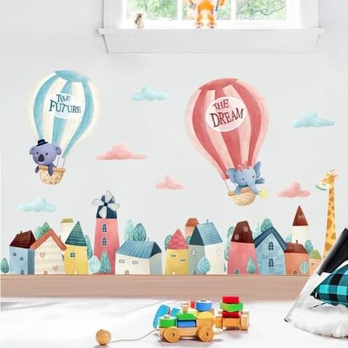 DIY Animal Wall Stickers Balloon Boy Girl Kids Room Decor Aesthetic Baby Bedroom Nursery Wallpaper Home Decoration Decals Poster