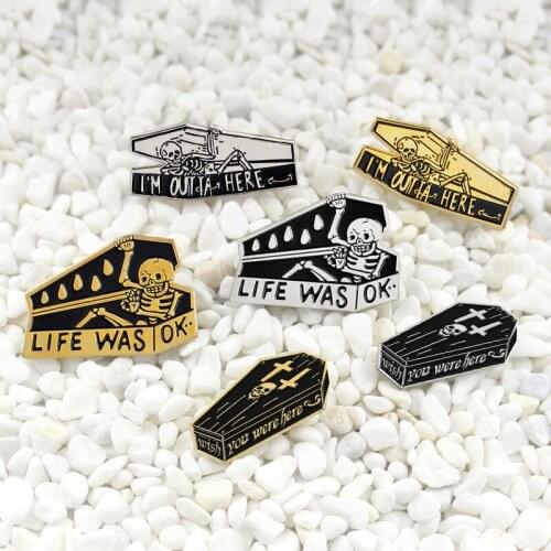 Dark Skull Cross Coffin series Enamel brooch Gothic personality badge Perfect decoration for Halloween creative