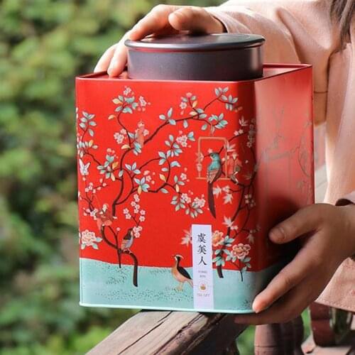 Tea Sealed Can Container Jar Vintage Tin Tea Canister Storage Jar Tea Caddy Tank With Bag For Gift