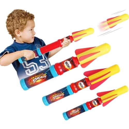 1 Piece Safety EVA Foam Air Rocket Kids Science Toys Outdoor Games Shooting Game Novelty Gag Anti-stress Toy with Light 63cm